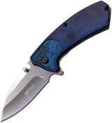 MTech Linerlock A O Blue Folding Knife MT A1163BL For EDC With 2.63in Satin Blade And 4in Closed Pakkawood Look by MTech