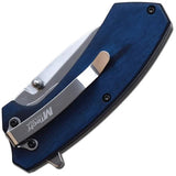 MTech Linerlock A O Blue Folding Knife MT A1163BL For EDC With 2.63in Satin Blade And 4in Closed Pakkawood Look by MTech