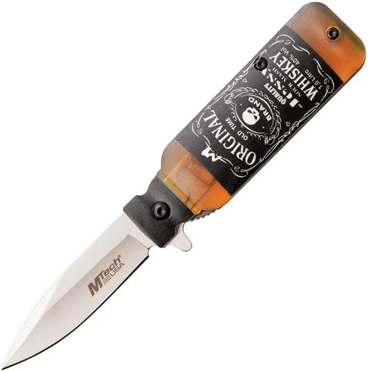 MTech Whiskey Linerlock Knife Assisted Opening EDC For Collectors Compact Satin Finish Blade ABS Grip by MTech