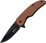 MTech Linerlock Assisted Opening Knife Brown Aluminum Handle For EDC Enthusiasts by MTech