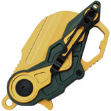 Mtech Linerlock Assisted Opening Knife MT A1199GYL Wharncliffe Blade Gold TiNi Green ABS Handle EDC Bottle Opener by Mtech