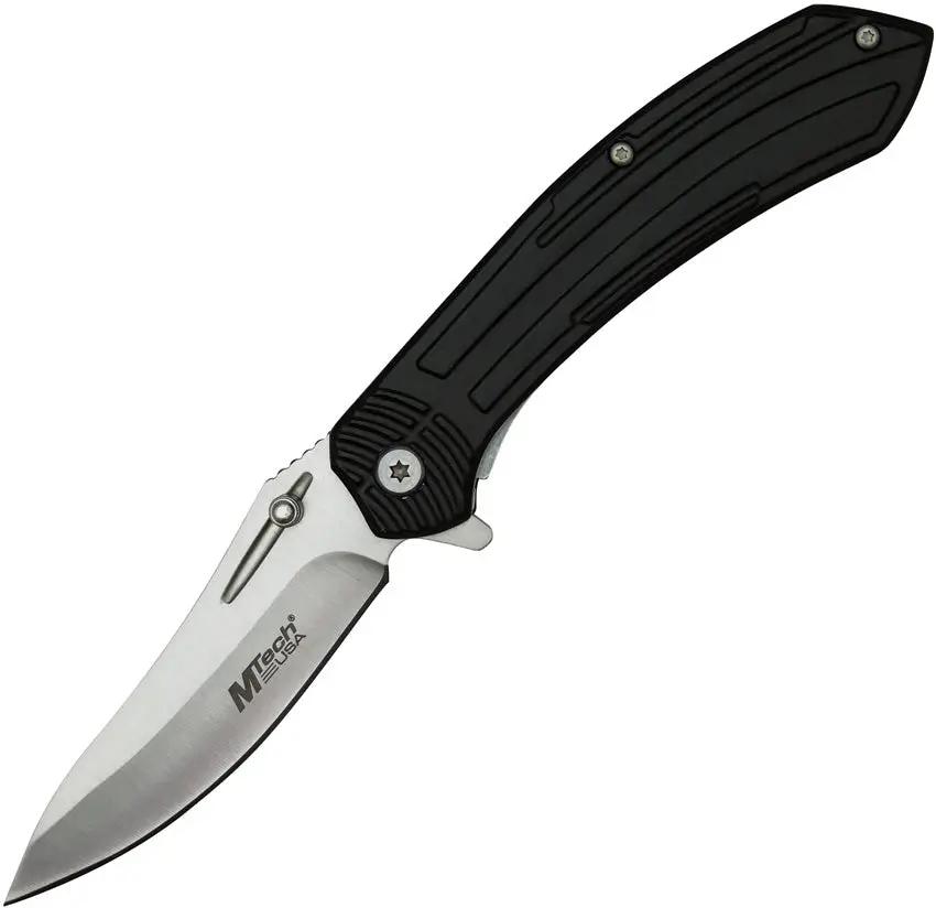 MTech Linerlock Assisted Opening Folding Knife For EDC Enthusiasts 3Cr13 Satin 3.5 Inch Blade Black Aluminum by Mtech