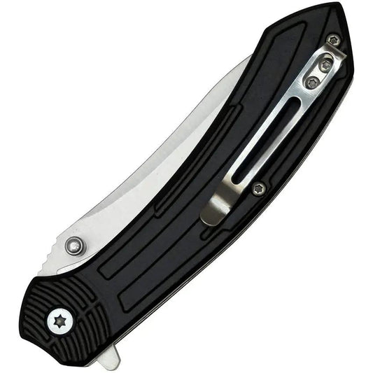 MTech Linerlock Assisted Opening Folding Knife For EDC Enthusiasts 3Cr13 Satin 3.5 Inch Blade Black Aluminum by Mtech