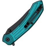 MTech Linerlock Assisted Opening Folding Knife Teal Aluminum Handle EDC Pocket Clip by Mtech