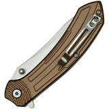 MTech Linerlock Assisted Opening Tan Aluminum Folding Knife MTA1201TN For EDC Enthusiasts by Mtech