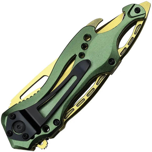 MTech Linerlock Assisted-Opening Green MT-A705GGN Knife With Gold TiNi Blade For EDC by Mtech