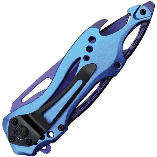 Mtech Linerlock Assisted Opening Knife MT A705PBL Purple TiNi Blade Blue Aluminum Handle EDC Enthusiasts by Mtech