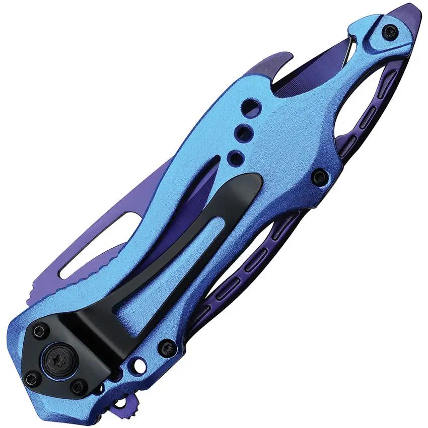 Mtech Linerlock Assisted Opening Knife MT A705PBL Purple TiNi Blade Blue Aluminum Handle EDC Enthusiasts by Mtech
