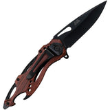 Mtech Linerlock A/O Brown MT-A705WD Folding Knife For EDC Compact Stainless Blade Lightweight Aluminum Handle by Mtech