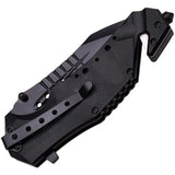 MTech Rescue Linerlock Assisted Opening Knife Black EDC for Emergency Responders with Rescue Tools by MTech