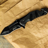 MTech Rescue Linerlock Assisted Opening Knife Black EDC for Emergency Responders with Rescue Tools by MTech