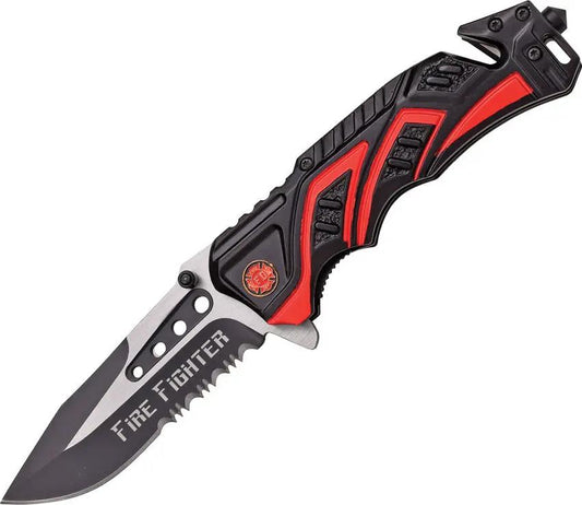 MTech Rescue Linerlock Knife MT A865FD For Emergency Responders With Assisted Opening And Rescue Tools by MTech