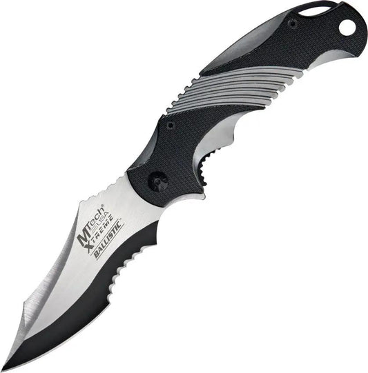 MTech Xtreme Linerlock MX-A801GY - Two-Tone 440C Partial Serrated Blade With Aluminum Handle And Pocket Clip by MTech Xtreme