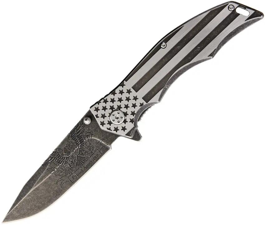 MTech Xtreme Eagle Linerlock Knife - Assisted Opening, 5in Closed, 3.75in Blade, Eagle Artwork, American Flag Handle by MTech Xtreme