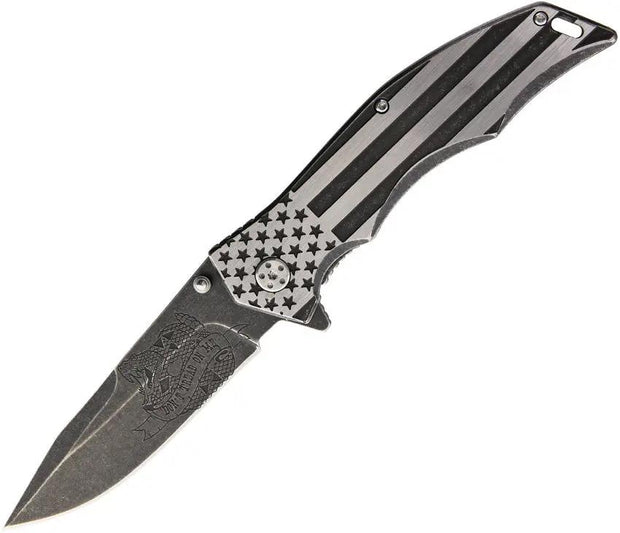 MTech Xtreme Snake Linerlock MX A849AS - Assisted Opening 5in Closed, 3.75in Stonewash Blade, American Flag Handle by MTech Xtreme