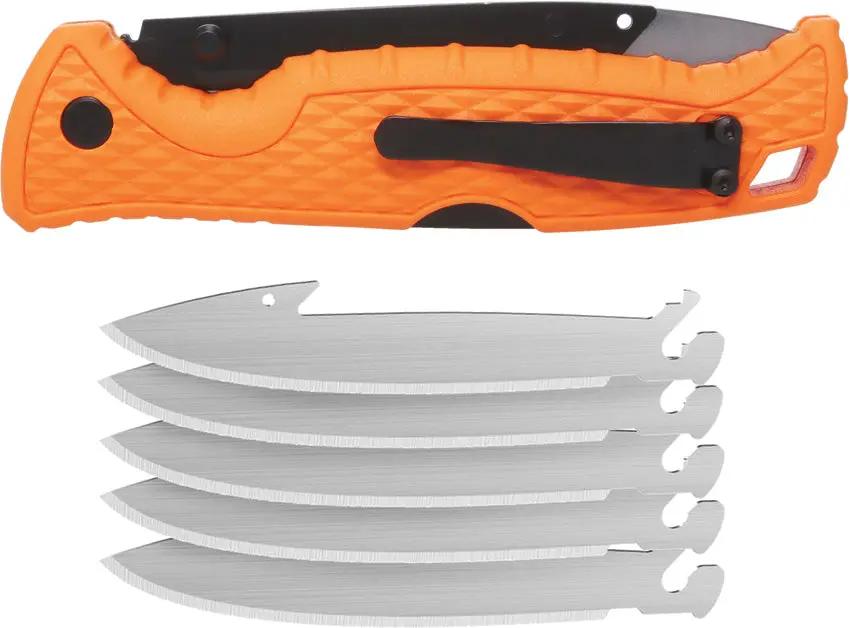 Muddy SWAP Lockback Knife - 5 Replaceable Blades Included 3.5in Satin 420J2 Blade Orange GFN Handle by Muddy