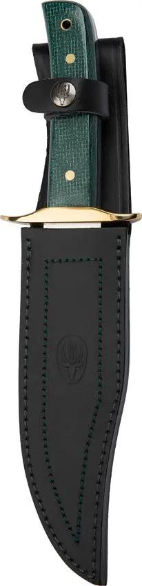 Muela Classic Bowie Knife Satin 6.25in Stainless Blade Full Tang with Green Canvas Micarta Handle for Outdoorsmen by Muela