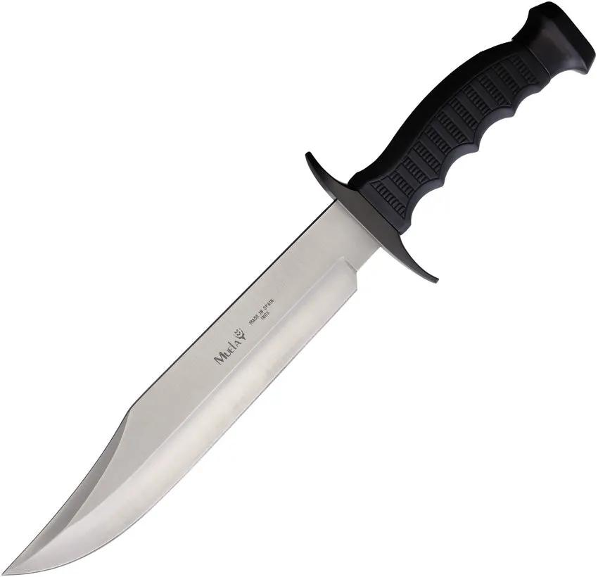 Muela Bowie Knife 95-221 13.5 In Overall 8.5 In Satin Blade Rubber Grip Aluminum Guard Belt Sheath Included Outdoorsmen by Muela