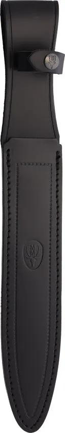 Muela Scorpion Fixed Blade Knife 10in Satin Spear Point For Outdoor Enthusiasts Black Checkered Handle Leather Sheath by Muela