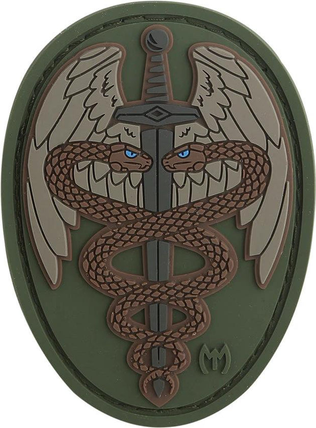 Maxpedition Sword Caduceus Patch Tacti CADFS - PVC Rubber Construction With Sew On Loop Field And Protective Backing