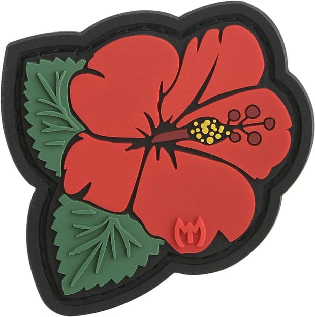 Maxpedition Hibiscus Patch Red HBSCR PVC Rubber Construction With Sew On Loop Field For Clothing