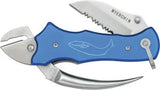 Myerchin Sailors Tool Linerlock Blue P300BL - Stainless Serrated Blade With Thumb Studs And Marlin Spike Lock by Myerchin