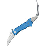 Myerchin Sailors Tool Linerlock Blue P300BL - Stainless Serrated Blade With Thumb Studs And Marlin Spike Lock by Myerchin