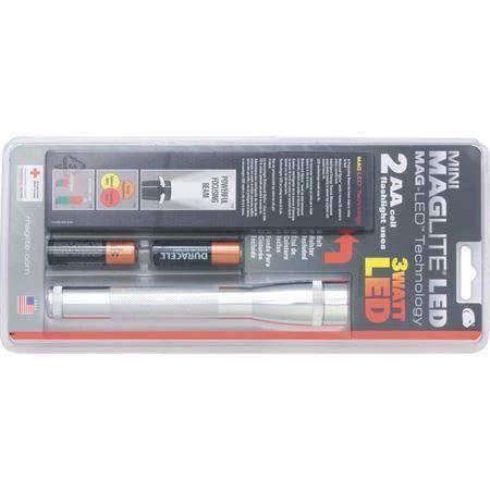 Maglite 53043 Mini Mag-Lite 2AA Silver Survival LED Flashlight (ML53043) by Mag-Lite