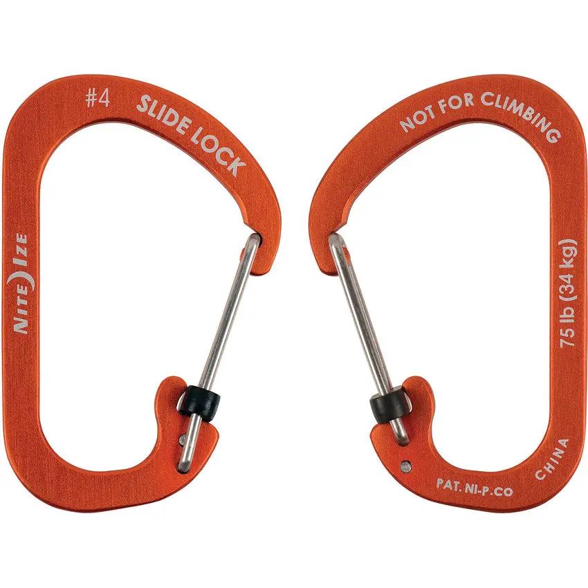 Nite Ize Locking Carabiner SlideLock No4 Orange For Outdoors Enthusiasts And Everyday Organizers by Nite Ize