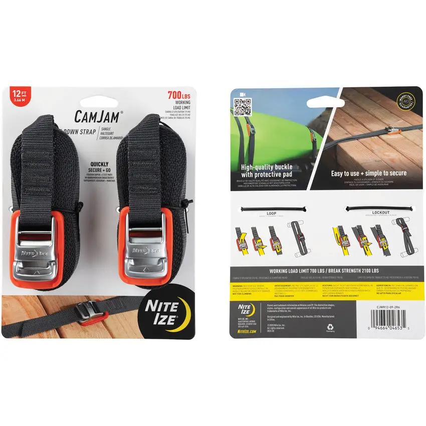 Nite Ize CamJam Tie Down Straps 12 Ft Two Pack With Zinc Alloy Buckle And Heavy Duty Webbing For Pros And DIYers by Nite Ize