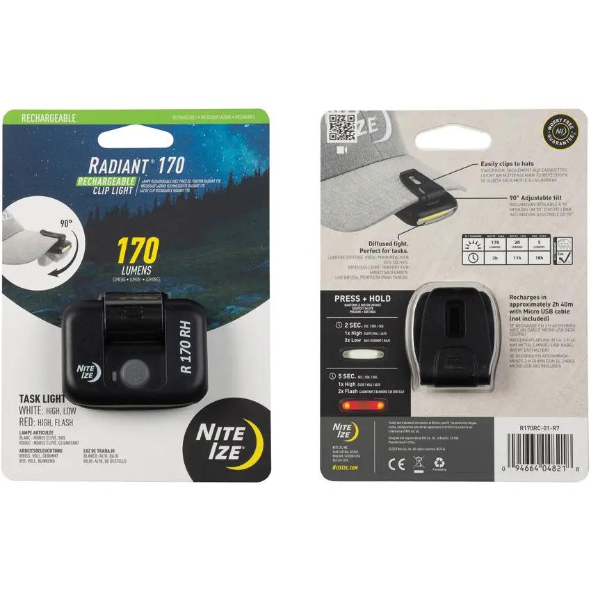 Nite Ize Radiant 170 Clip Light Rechargeable Hands Free Hat Cap Diffused Light For Outdoor Adventurers by Nite Ize