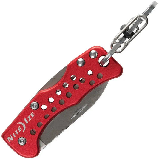 Nite Ize DoohicKey Key Chain Knife KMTK-10-R7 Compact Satin Blade Red Aluminum Handle For Everyday Carry by Nite Ize
