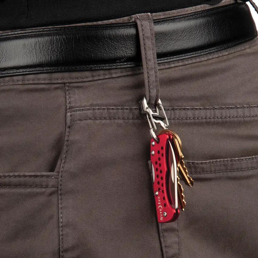 Nite Ize DoohicKey Key Chain Knife KMTK-10-R7 Compact Satin Blade Red Aluminum Handle For Everyday Carry by Nite Ize