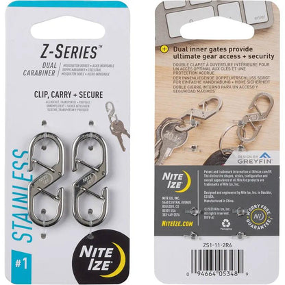 Nite Ize Z Series Dual Carabiner Set Of Two Stainless Steel Key Carriers For EDC by Nite Ize