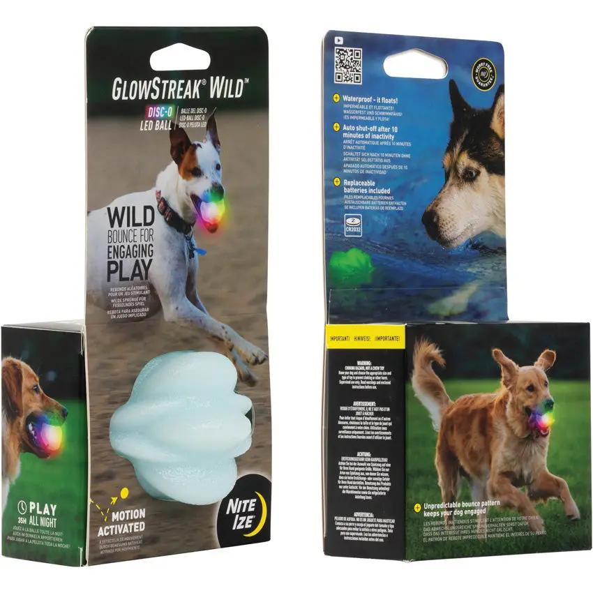 Nite Ize Glowstreak Wild LED Ball Dog Toy Motion Activated Rainbow Spectrum LED For Outdoor Fetch For Active Dogs by Nite Ize
