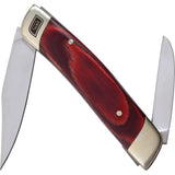 No Box Tools Whittler Red 01-0010 - Satin Finish 5Cr15MoV Stainless Clip And Sheepsfoot Blades, Red Wood Handle by No Box Tools