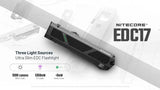 Nitecore EDC17 Ultra Slim Rechargeable Flashlight For EDC Everyday Carry, 1500 Lumen High Output, UV by Nitecore