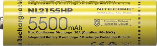 Nitecore NL2155HP 21700 Rechargeable Battery - 5500mAh High Drain 20A Waterproof Clam Pack by Nitecore