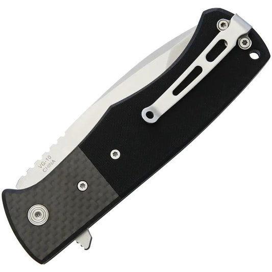 Nemesis MPR-2T Linerlock NK-21T - 4.5 Inch Closed, 3.5 Inch Satin VG-10 Tanto Blade, Black G10 Handle by Nemesis