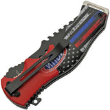 NHRA National Hot Rod Association Half Flag Linerlock Assisted Opening Knife - Black Serrated Tanto Blade by National Hot Rod Association