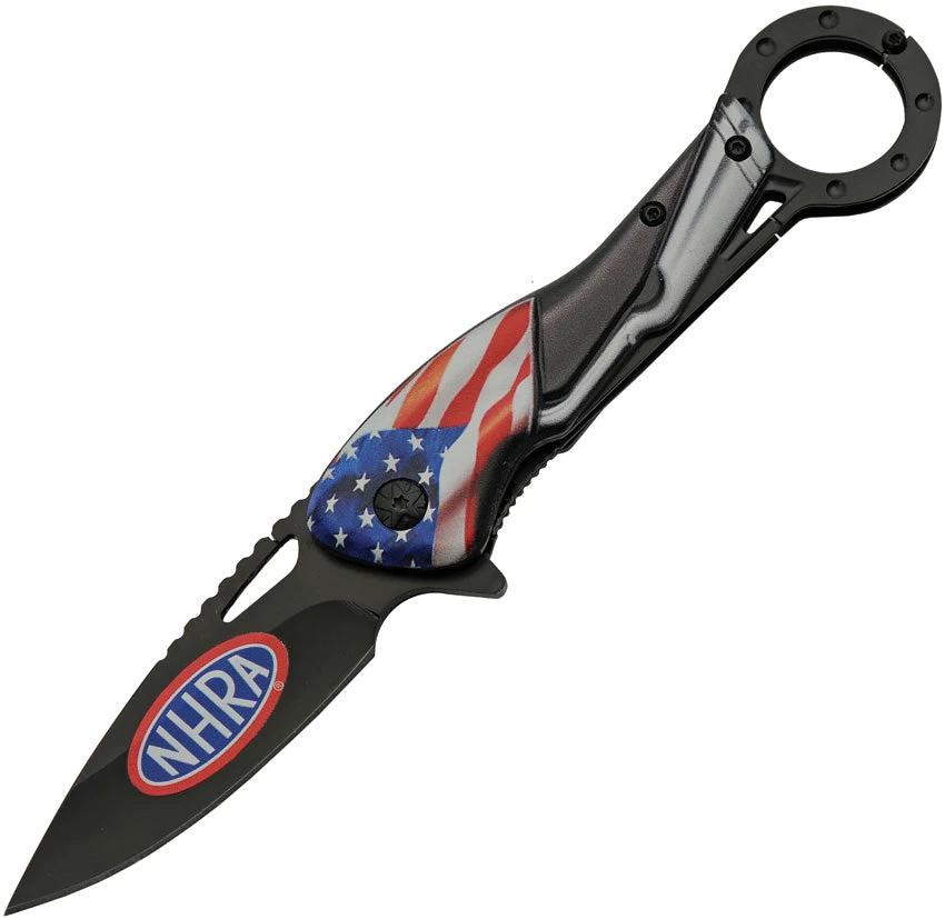 National Hot Rod Association Flag Linerlock A/O Black SZ-NHRA-54BK by National Hot Rod Association