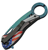 National Hot Rod Association Flag Linerlock Knife AO Blue NHRA 54BL - Blue TiNi Coated Blade by National Hot Rod Association