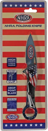 National Hot Rod Association Flag Linerlock Knife AO Blue NHRA 54BL - Blue TiNi Coated Blade by National Hot Rod Association