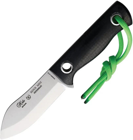 Nieto Nessmuk Knife Mini Yute For Outdoor Enthusiasts Premium Satin 3in Blade Full Tang Leather Belt Sheath by Nieto