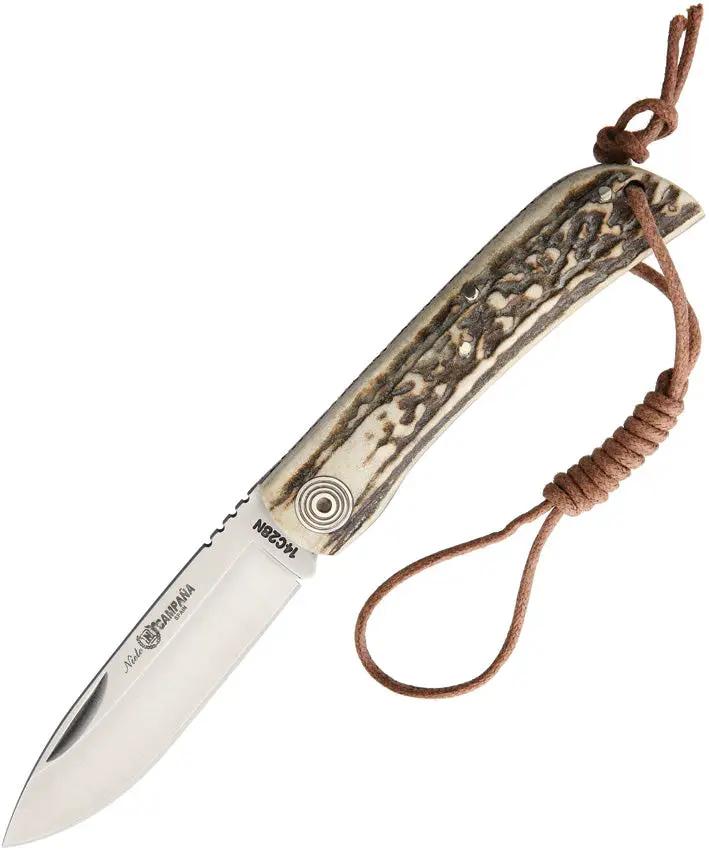 Nieto Campana Lockback Knife Stag 149C Satin 14C28N Blade 4in Closed For EDC Enthusiasts by Nieto
