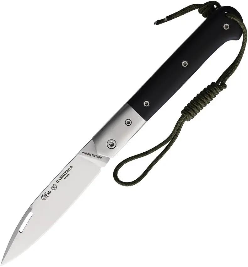 Nieto Cabritera Folder 209 INOX Premium EDC Knife With Bohler N690 Satin Blade Black G10 by Nieto