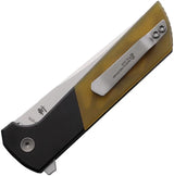 North Mountain Blade Chop2 Button Lock Knife - Amber PEI Handle, Wave Three-Layer Steel Tanto by North Mountain Blade