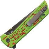 North Mountain Blade Chop 2 Button Lock Zombie Knife SLD MAGIC Steel Tanto Blade - DLC Black Green Aluminum Handle by North Mountain Blade
