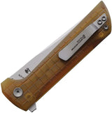 North Mountain Blade Chop 2 Button Lock PEI 2405PEI - Amber Textured PEI Handle With Extended Tang by North Mountain Blade