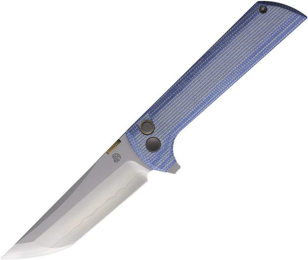North Mountain Blade Chop 2 Button Lock Micarta Blu 2406-BLMCT by North Mountain Blade